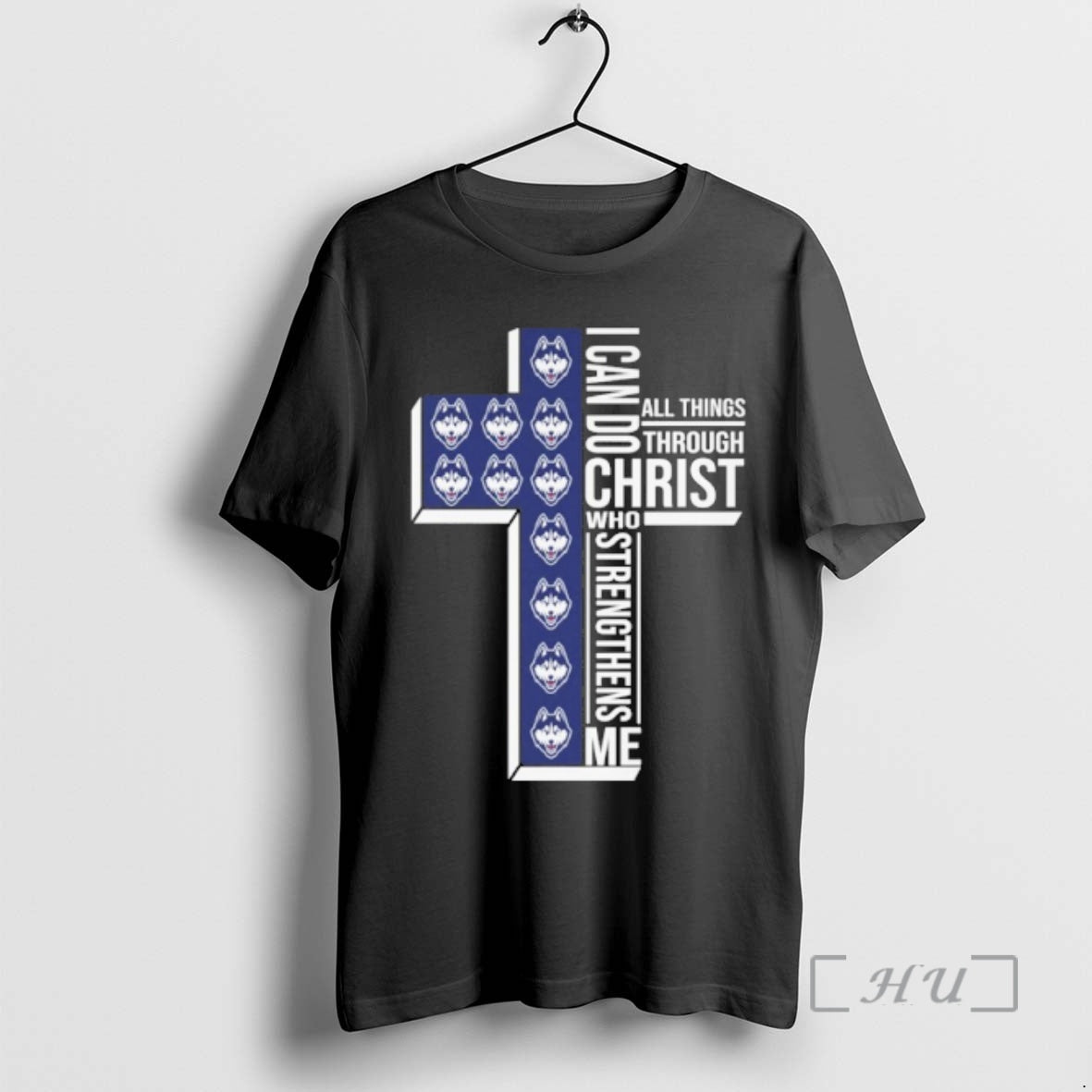Officials Uconn Huskies Logo I Can Do All Things Through Christ Premium T Shirts Sweater