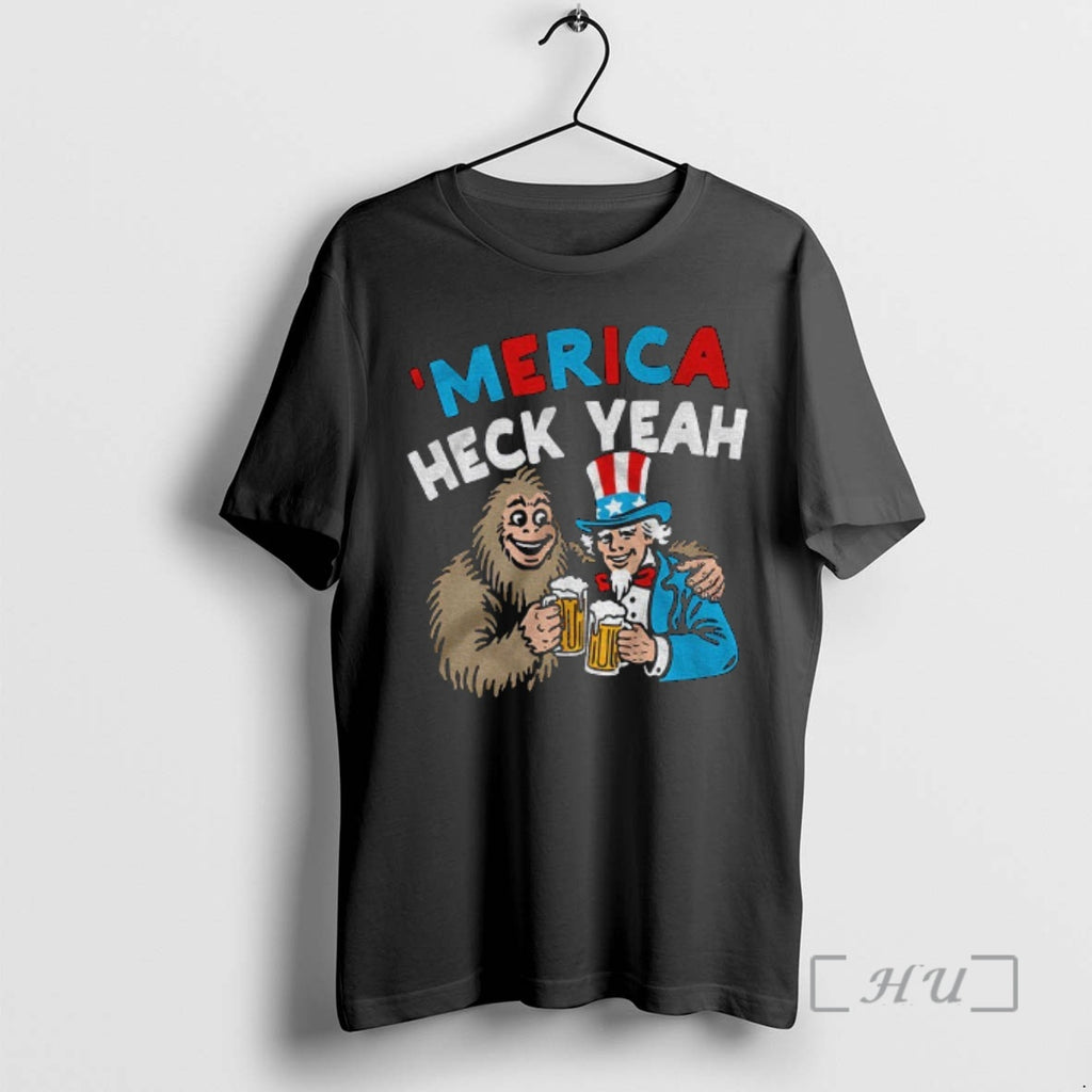 Officials Uncle Sam And Bigfoot Drink Beer Merica Heck Yeah