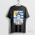 Officials Uruguay Flag Skull Messy Bun Sunglasses Peace Sign Bubble Gum Premium T Shirts Sweater