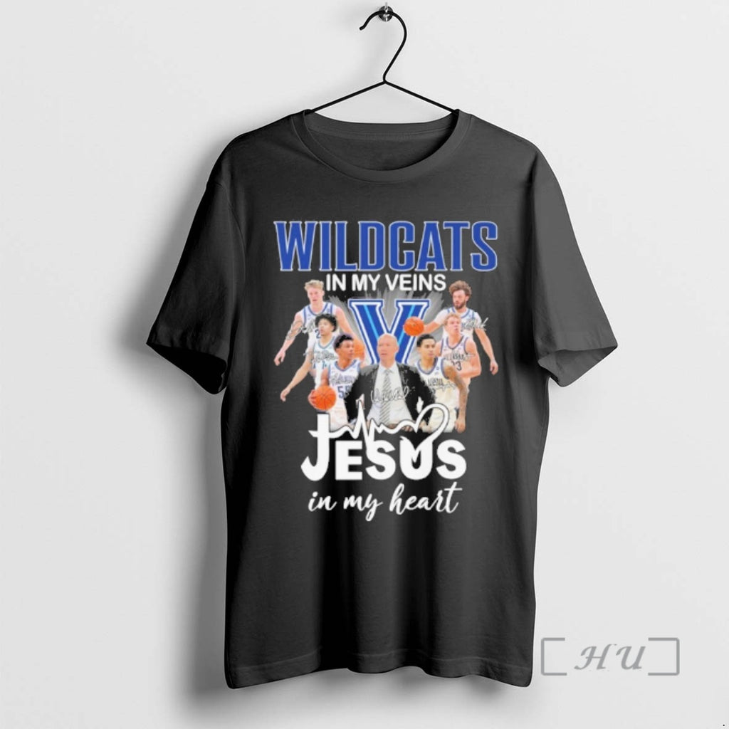Officials Villanova Wildcats Basketball In My Veins Jesus In My Heart Premium T Shirts Sweater