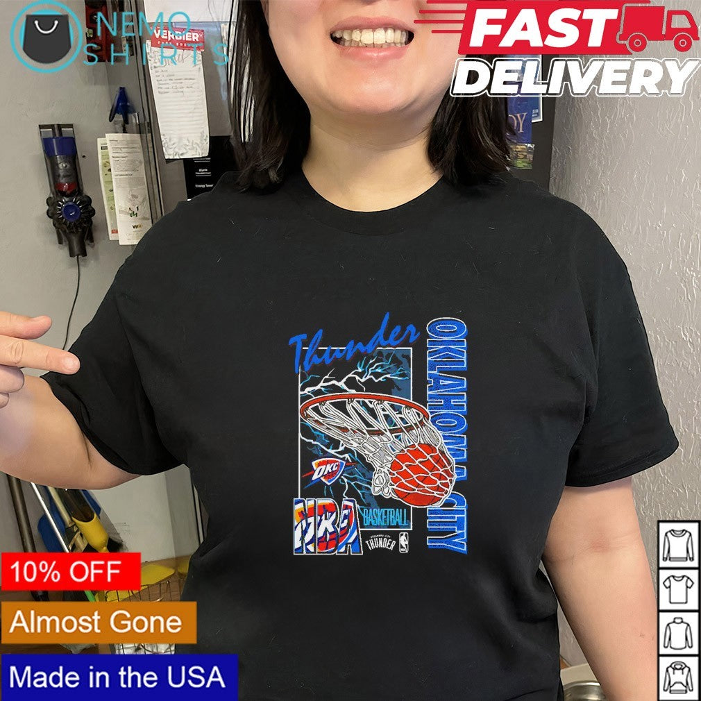 Oklahoma City Thunder basketball net lightning swish shirt