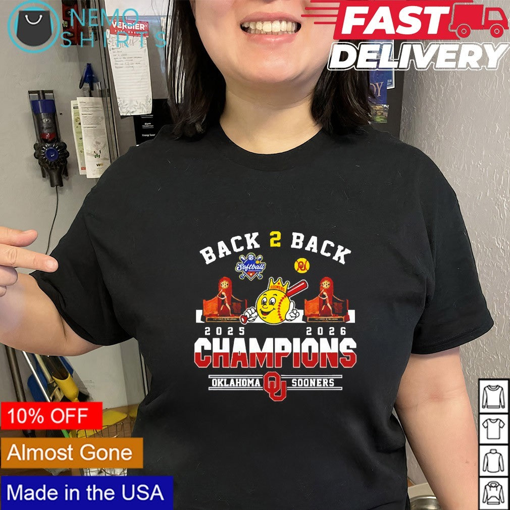 Oklahoma Sooners softball back 2 back champions 2025 206 shirt