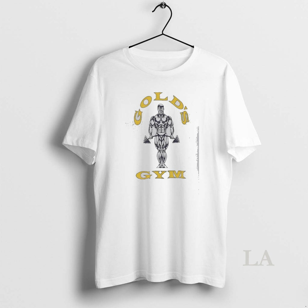 Original Golds Gym Bodybuilding Man Holding Heavy Barbell Weights