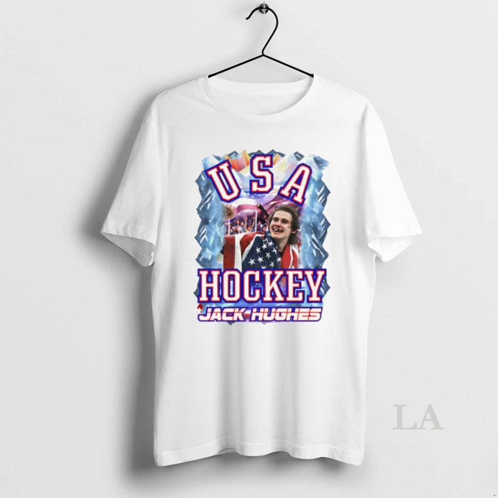 Original Jack Hughes Usa Hockey Golden Goal 2026 Champions American Flag Olympic Vintage