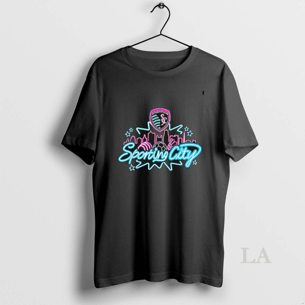 Original Sporting Sporting Kansas City Mls Neon City Skyline Logo