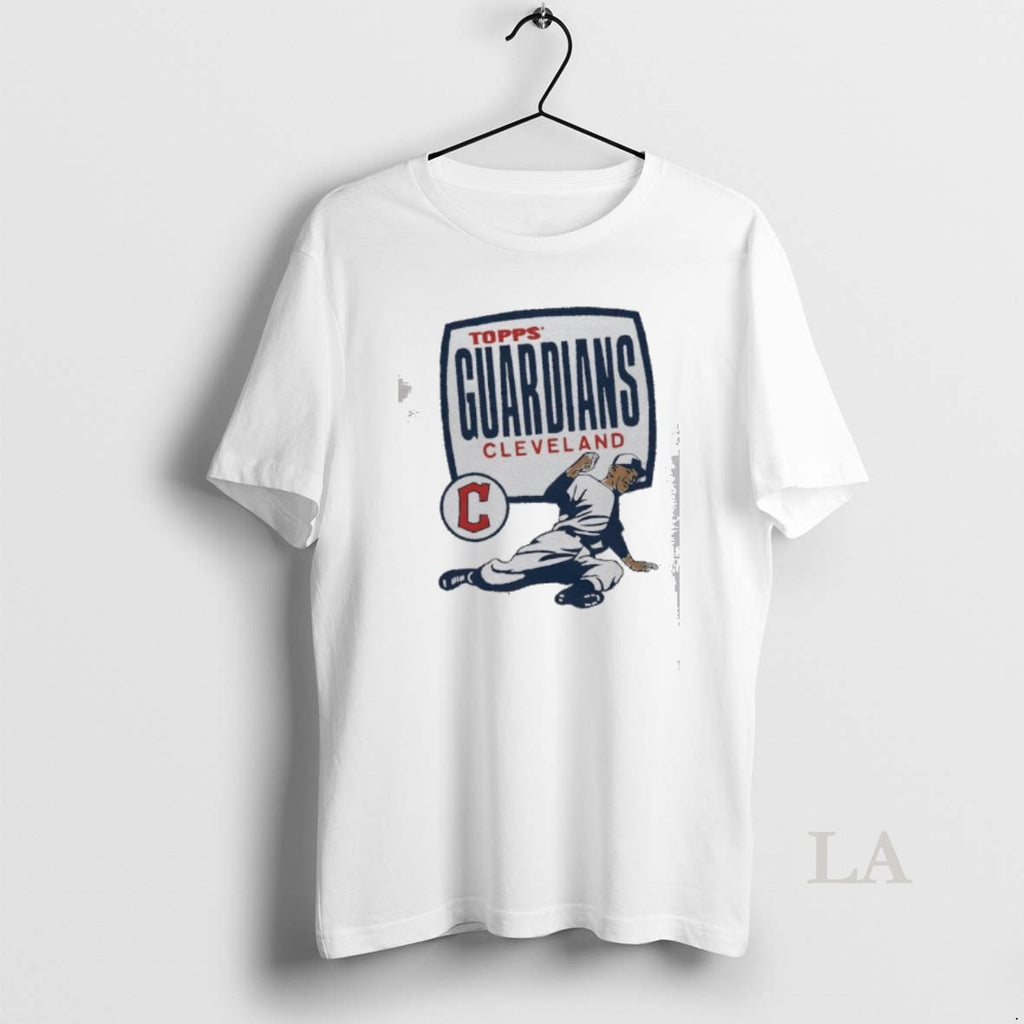 Original Topps Cleveland Guardians Baseball Player Logo Graphic