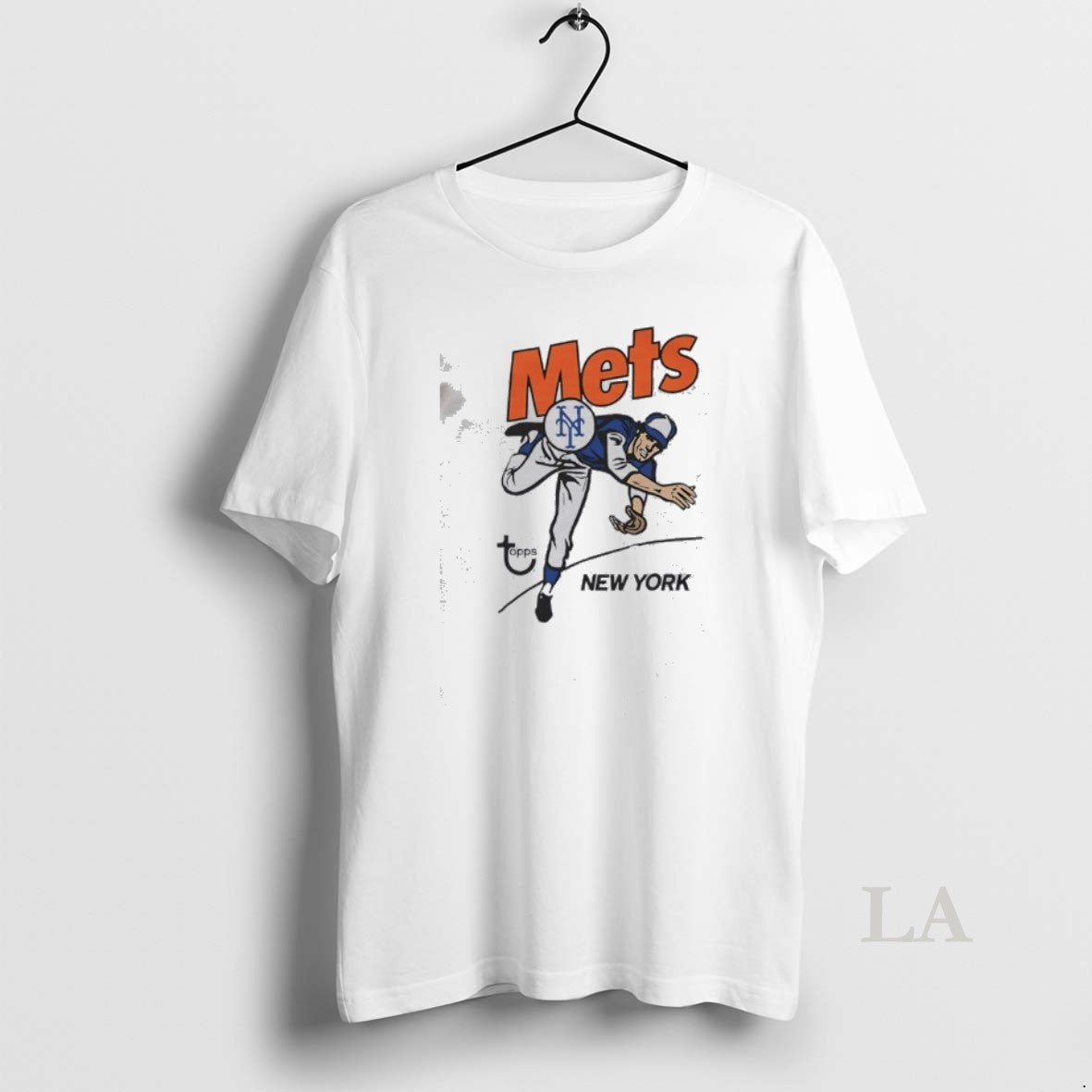 Original Topps Mets New York Pitcher Ny Logo Graphic