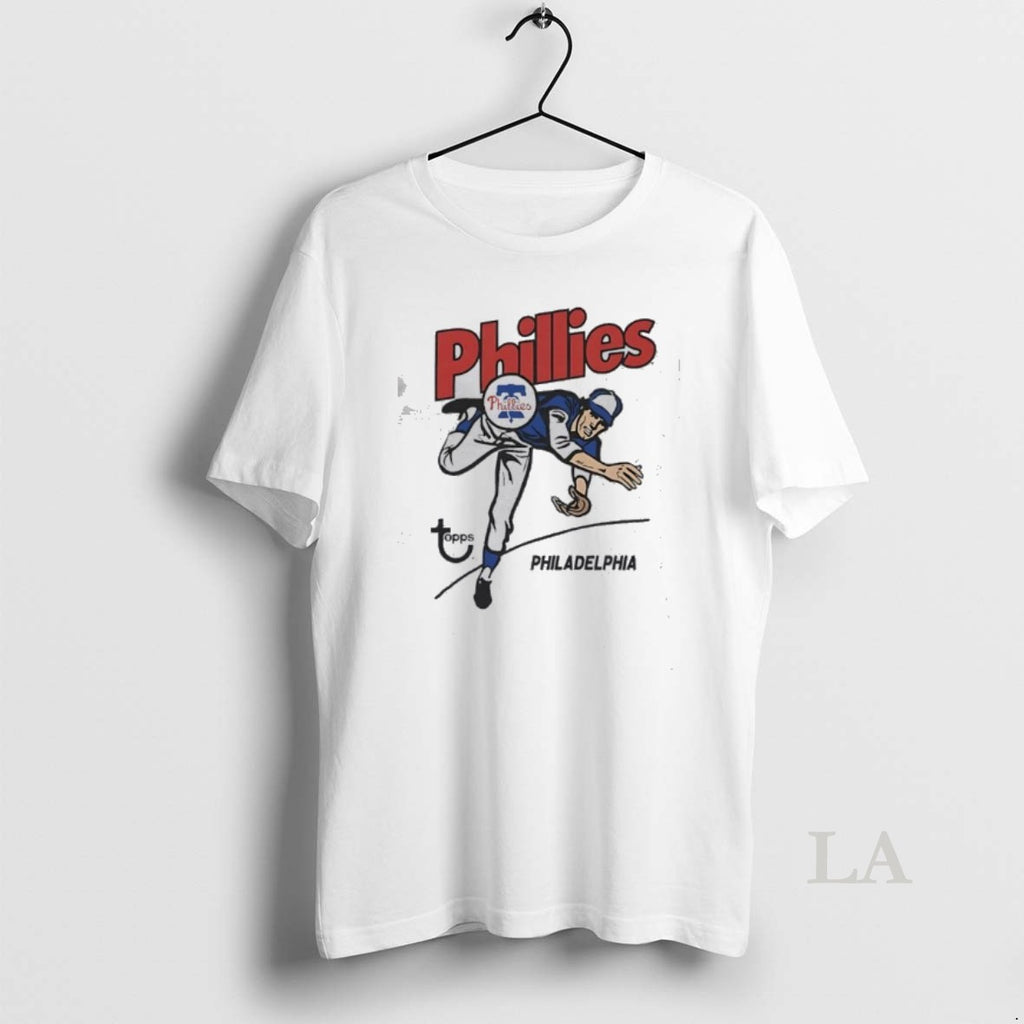Original Topps Philadelphia Phillies Baseball Pitcher Logo Graphic