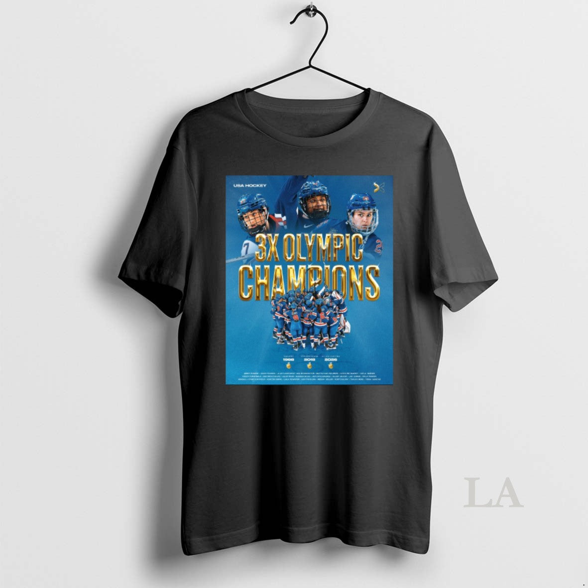 Original Usa Hockey 3x Champions Nagano 1998 Pyeongchang 2018 Milano Cortina 2026