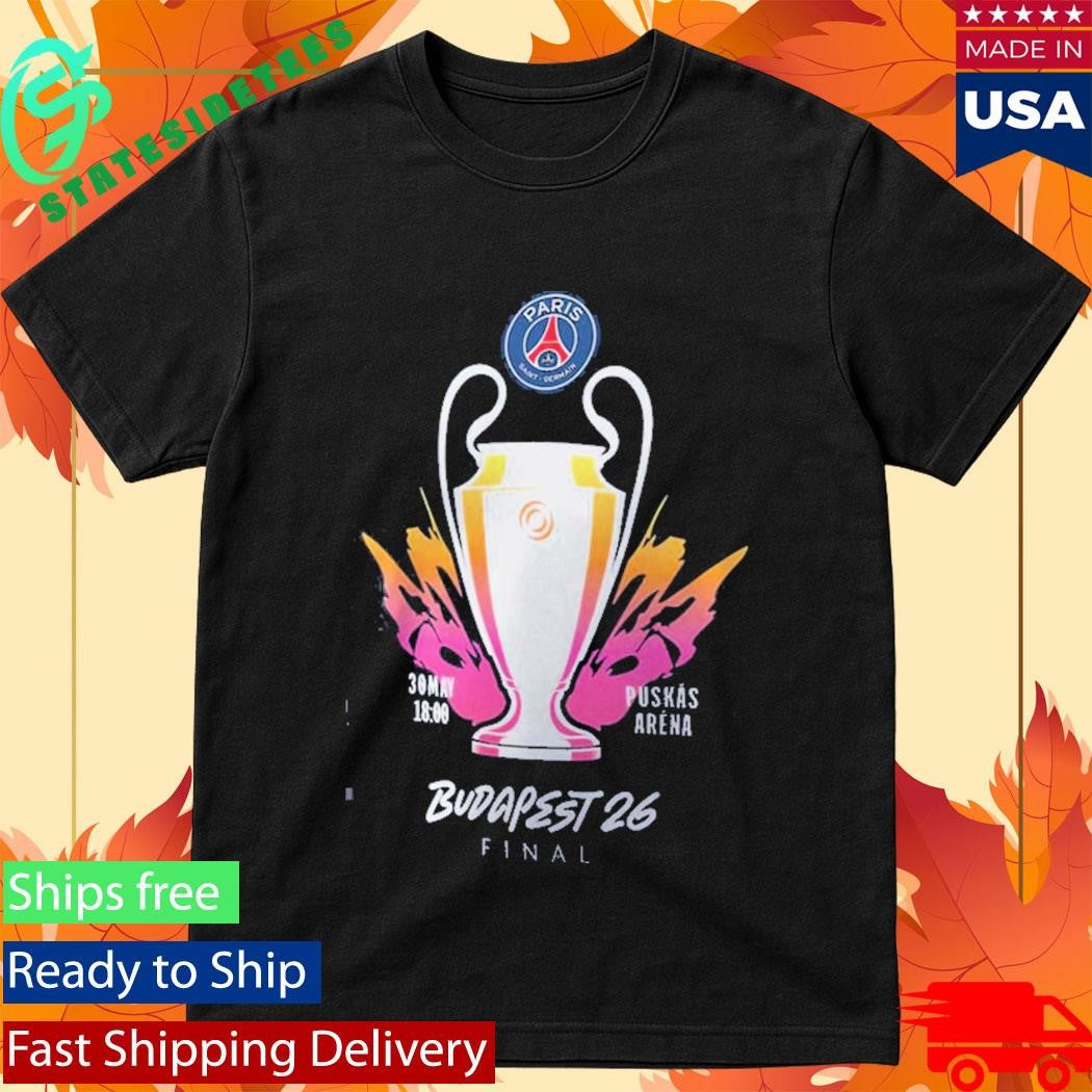 PSG Merch UCL Finalist Budapest 2026 Logo Shirt