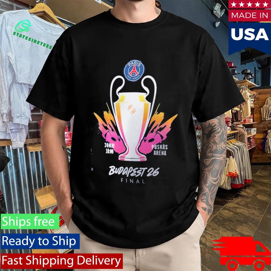 PSG Merch UCL Finalist Budapest 2026 Logo Shirt