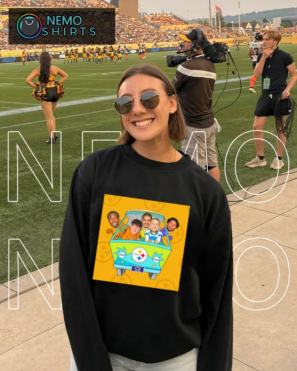 PSU Nittany Lions players on Steelers van Scooby-Doo Mystery Machine shirt