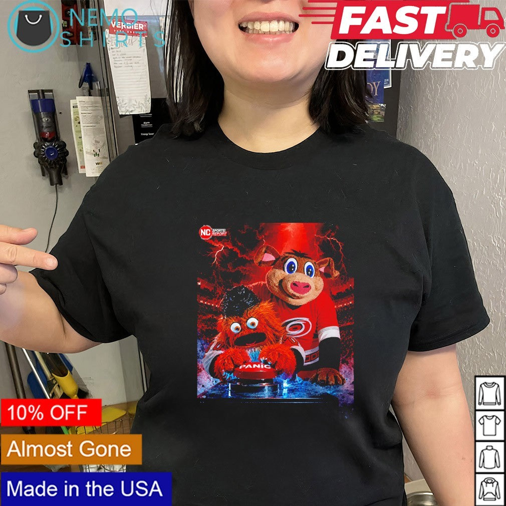 Panic sports report Stormy Carolina Hurricanes and Gritty Philadelphia Flyers shirt