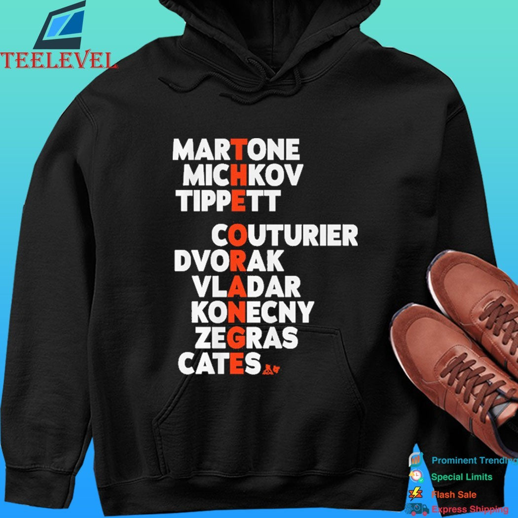Philadelphia Hockey The Orange Names Martone Michkov Tippett Couturier Dvorak Vladar Konecny Zegras Cates Shirt