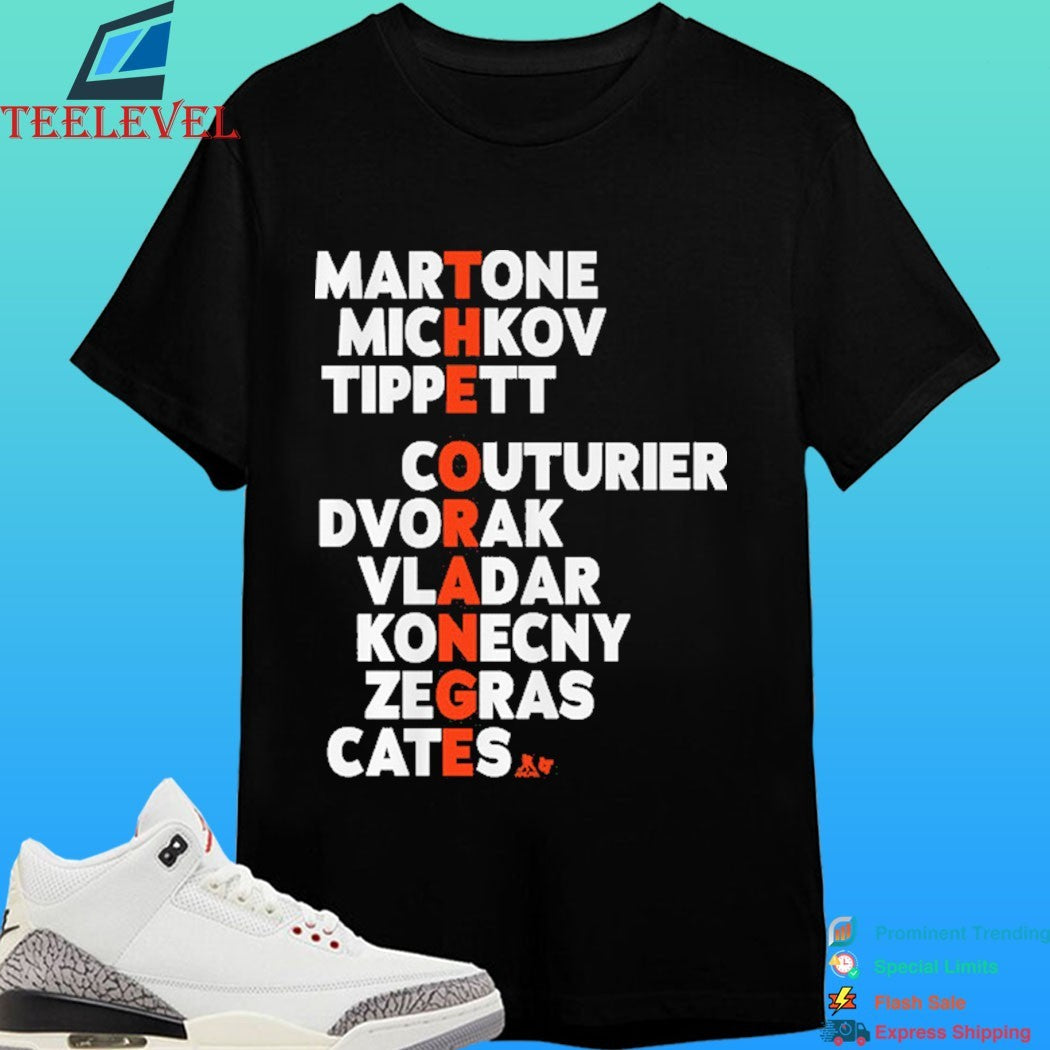 Philadelphia Hockey The Orange Names Martone Michkov Tippett Couturier Dvorak Vladar Konecny Zegras Cates Shirt