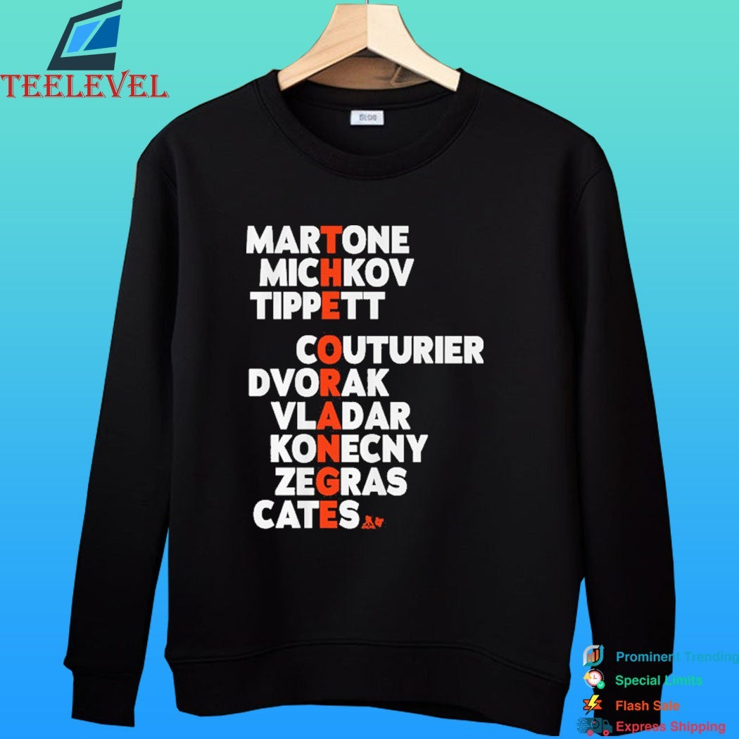 Philadelphia Hockey The Orange Names Martone Michkov Tippett Couturier Dvorak Vladar Konecny Zegras Cates Shirt