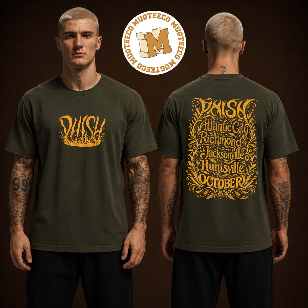 Phish 2026 Fall Tour Merch Tee All 8 October Dates This Fall Via Live Phish Two Sided Unisex T-Shirt