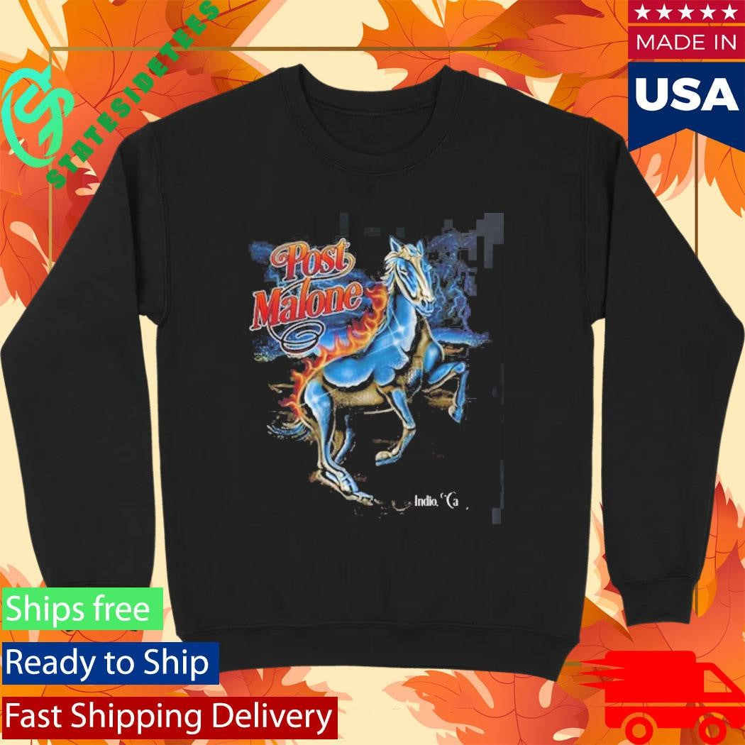 Post Malone Stagecoach 2026 Festival Indio California Merch On April 26 2026 The Lightning Horse T-Shirt