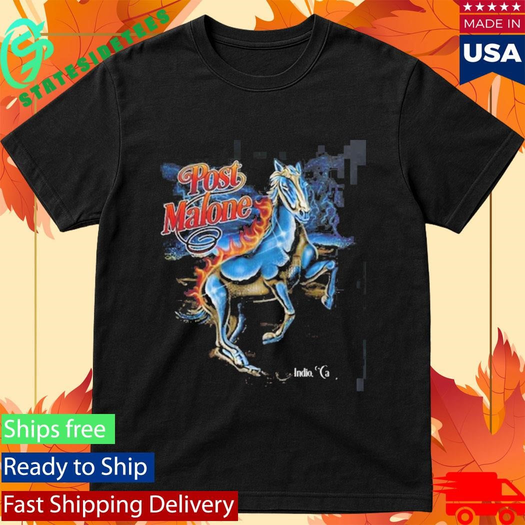 Post Malone Stagecoach 2026 Festival Indio California Merch On April 26 2026 The Lightning Horse T-Shirt
