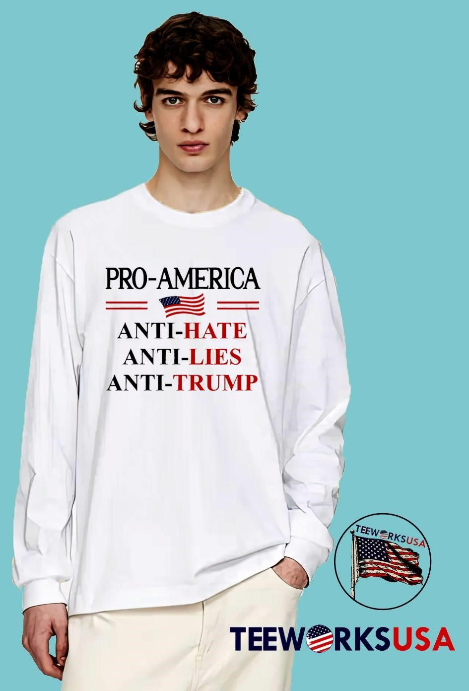 Pro America Anti Trump Hate Lies Resist Sign Anti Trump Flag Pullover shirt