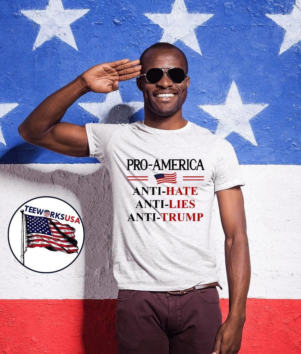 Pro America Anti Trump Hate Lies Resist Sign Anti Trump Flag Pullover shirt