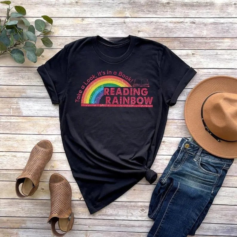 Reading Rainbow Retro Librarian Teacher Appreciation Book Lover Bookworm Teacher (1)