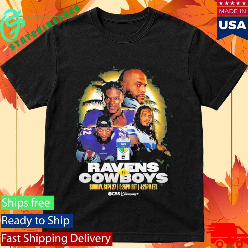 Rio Game 2026 Matchup Baltimore Ravens Vs Dallas Cowboys Week 3 On September 27 2026 T-Shirt