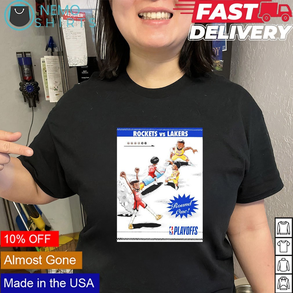 Rockets vs Lakers round one NBA Playoffs matchup cartoon shirt