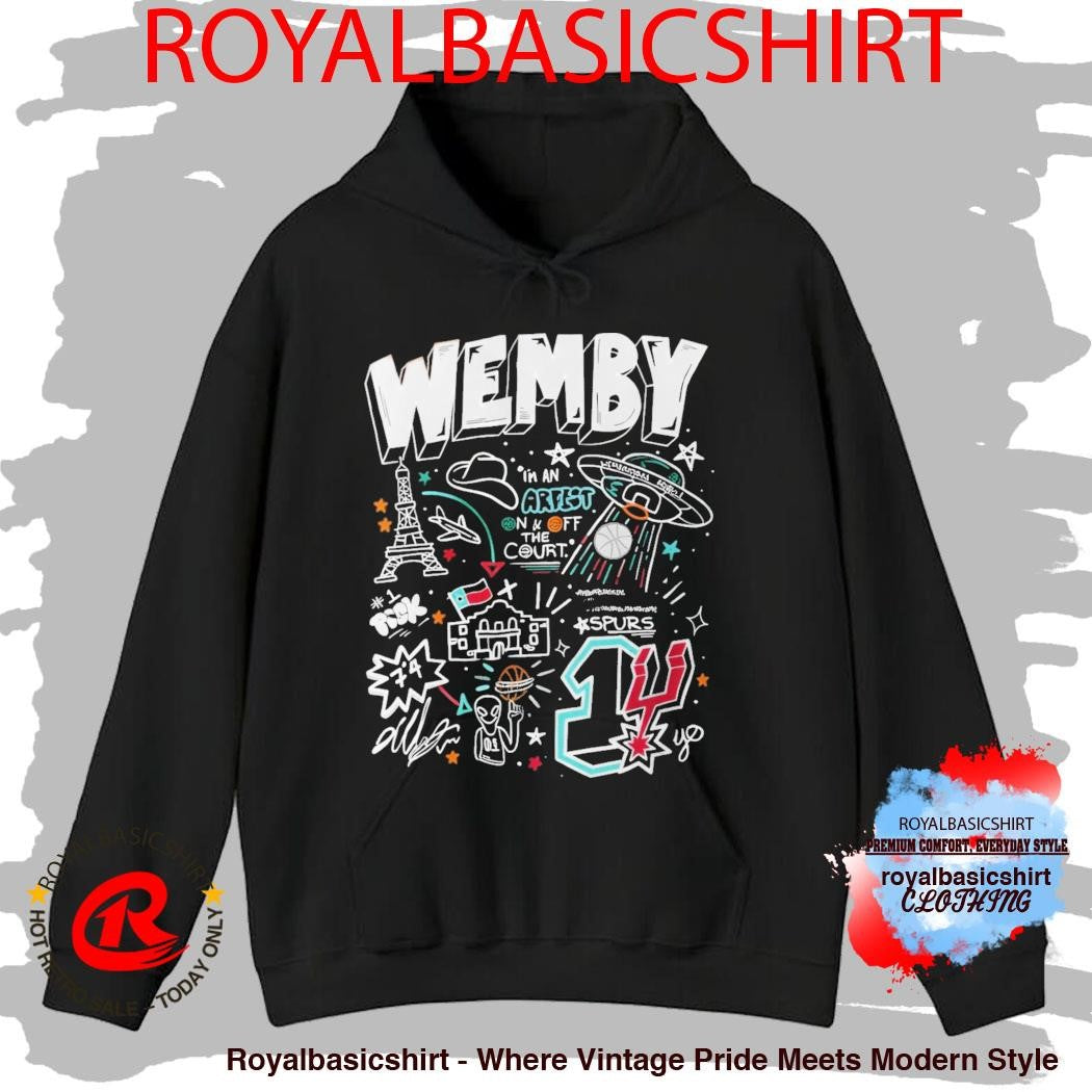 San Antonio Spurs NBA Spurs Victor Wembanyama Wemby Doodle Art French Alien Basketball T-shirt