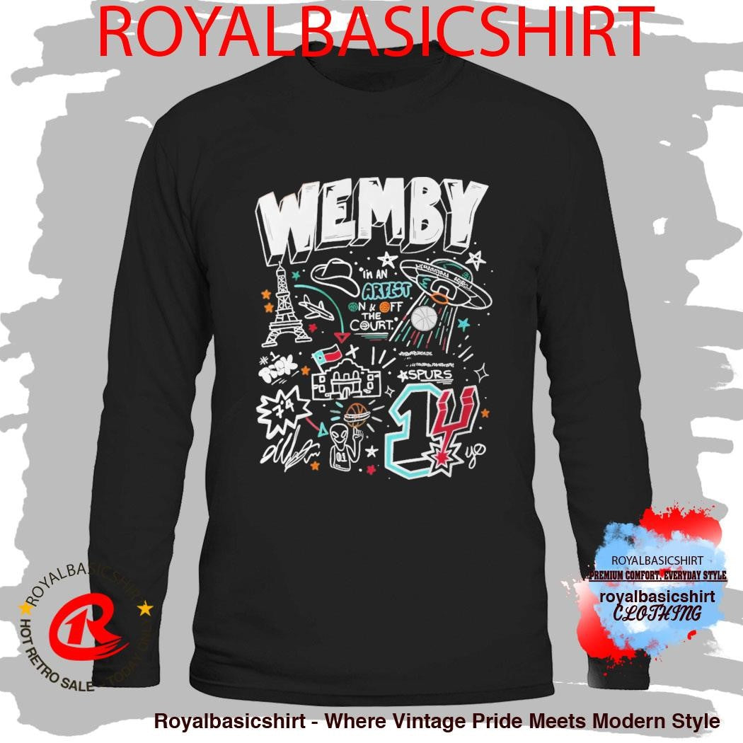 San Antonio Spurs NBA Spurs Victor Wembanyama Wemby Doodle Art French Alien Basketball T-shirt