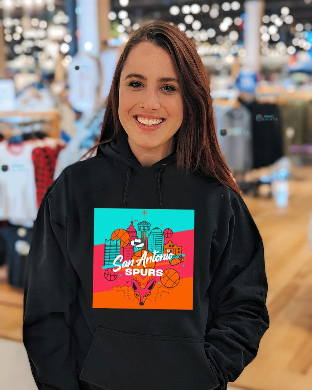 San Antonio Spurs basketball city building shirt