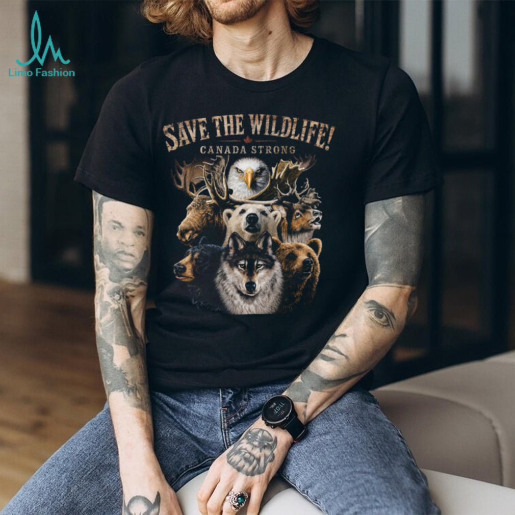 Save The Wildlife Canada Strong Eagle Moose Wolf Bear Shirt