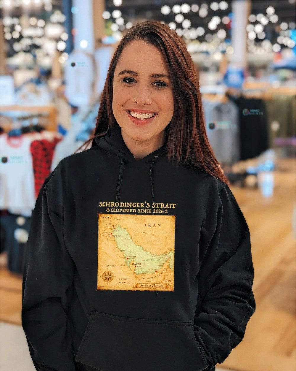 Schrodinger’s strait clopened since 2026 map of the Strait of Hormuz shirt