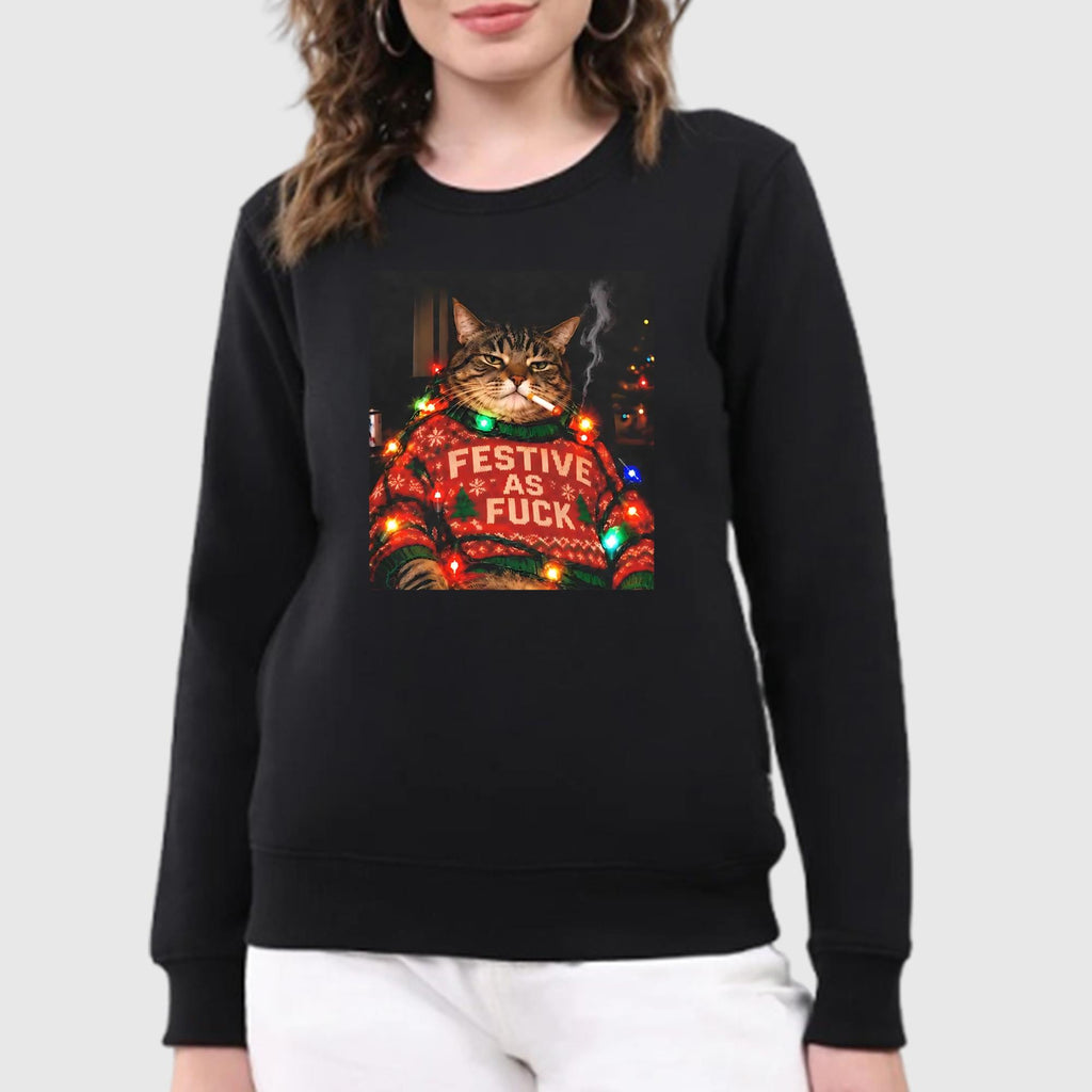 Smoking Cat Christmas Festive As Fuck Shirt