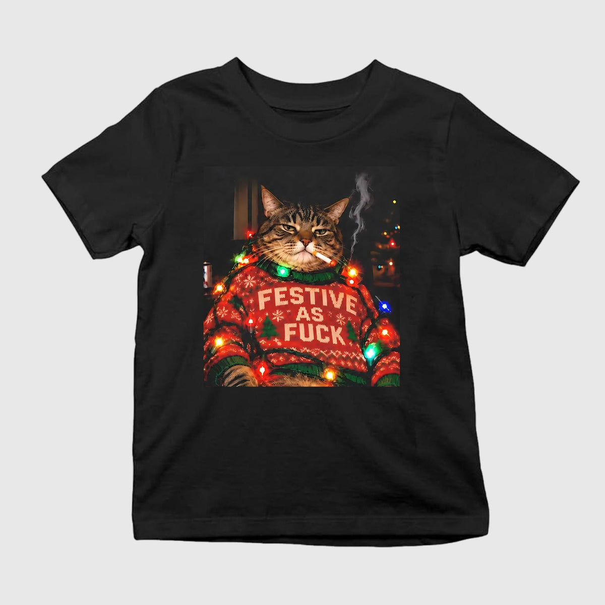 Smoking Cat Christmas Festive As Fuck Shirt