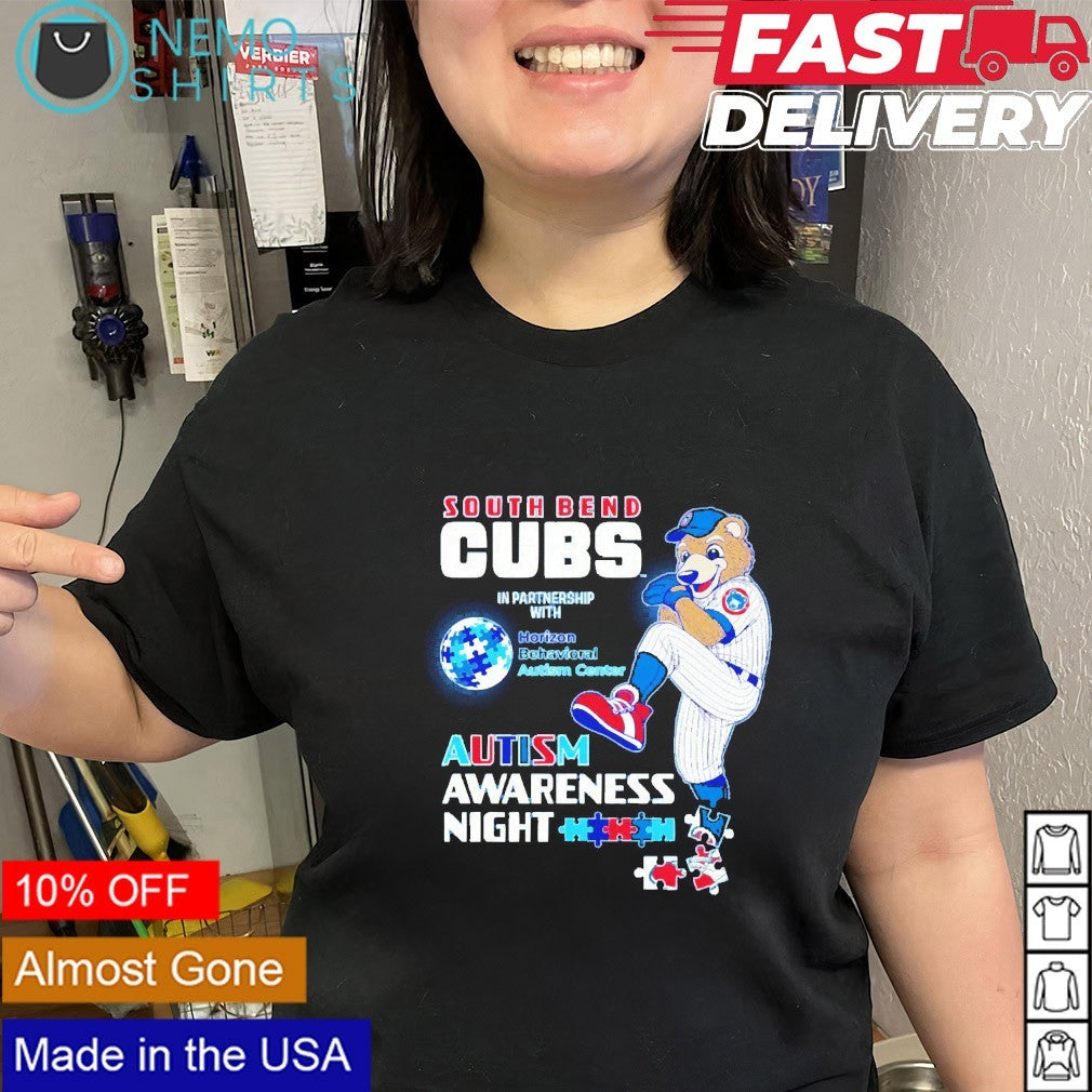 South Bend Cubs autism awareness night mascot shirt