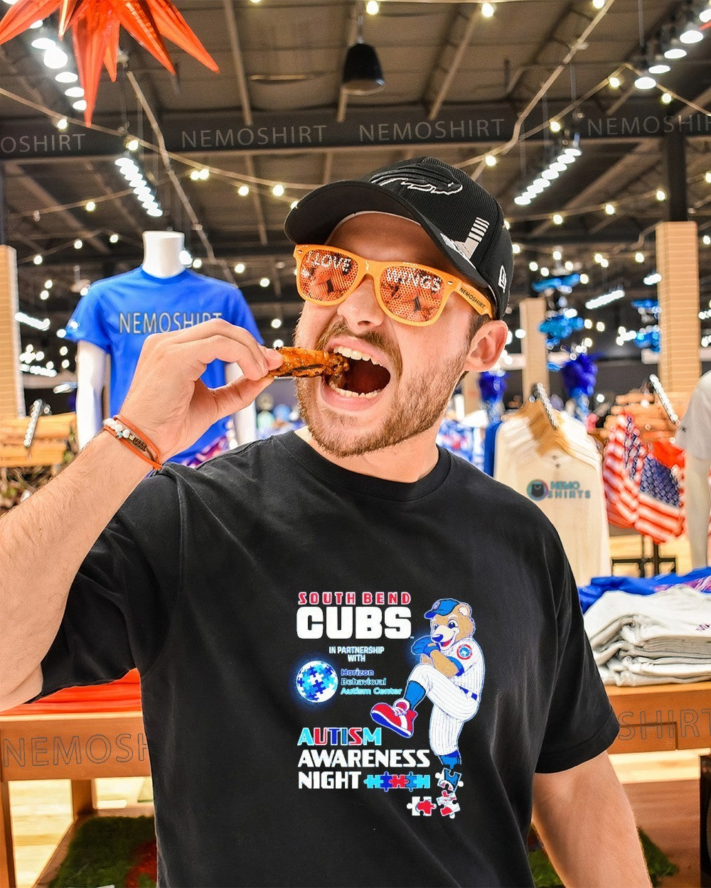 South Bend Cubs autism awareness night mascot shirt
