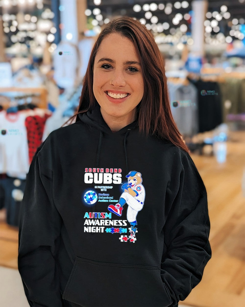 South Bend Cubs autism awareness night mascot shirt