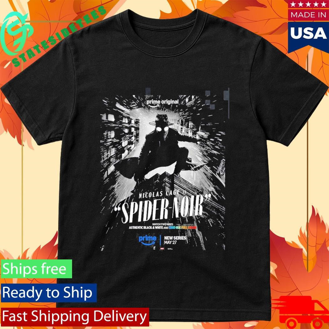 Spider-Noir Starring Nicolas Cage New Series Poster Authentic Black And White Version T-Shirt