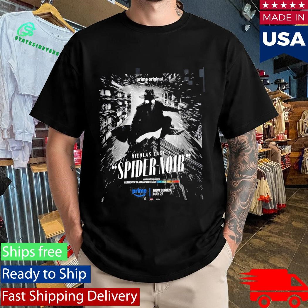 Spider-Noir Starring Nicolas Cage New Series Poster Authentic Black And White Version T-Shirt