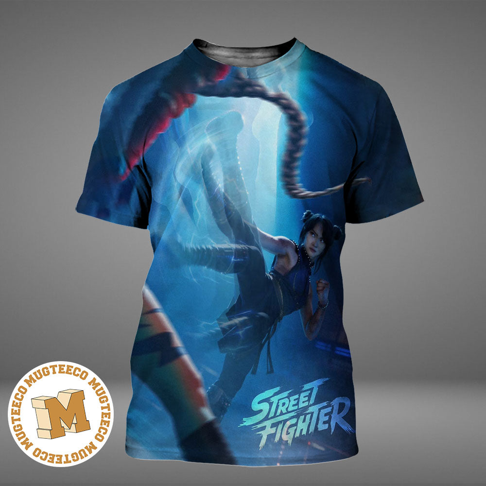 Street Fighter 2026 Movie Chun Li Blue Neon Action Poster Hitting Theaters October 16 All Over Print Shirt