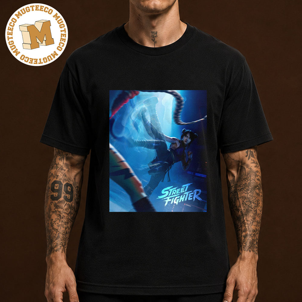 Street Fighter 2026 Movie Chun Li Blue Neon Action Poster Hitting Theaters October 16 Unisex T-Shirt