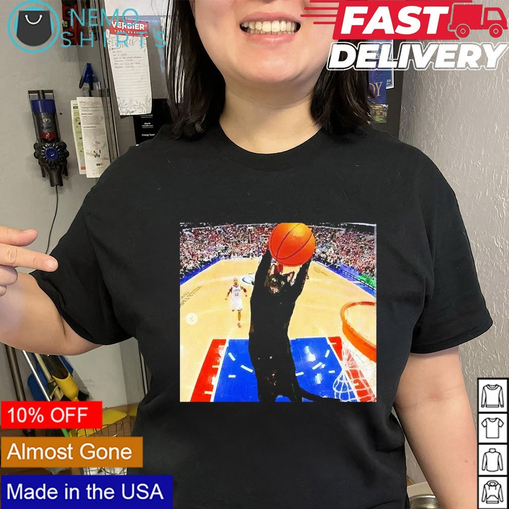 Philadelphia 76ers black cat slam dunk meme shirt