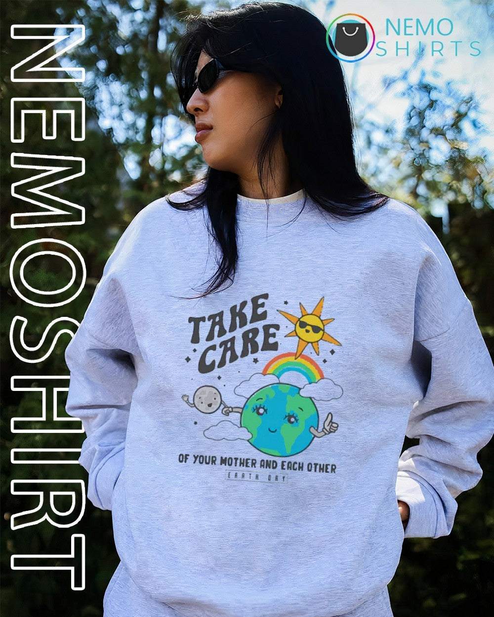 Take care of your mother and each other Earth Day cartoon shirt