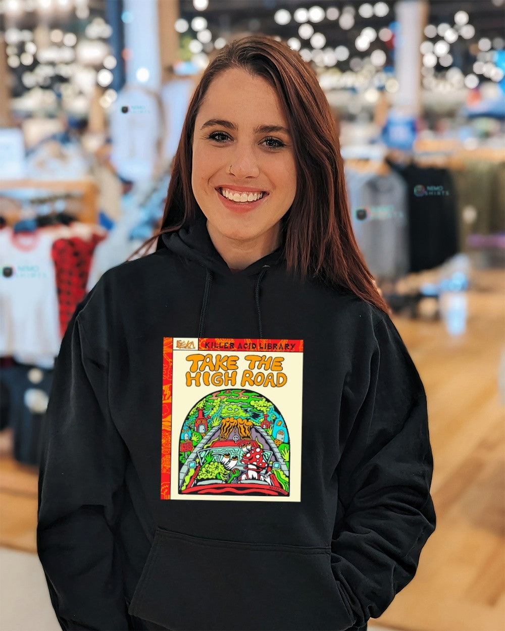 Take the high road killer acid library shirt