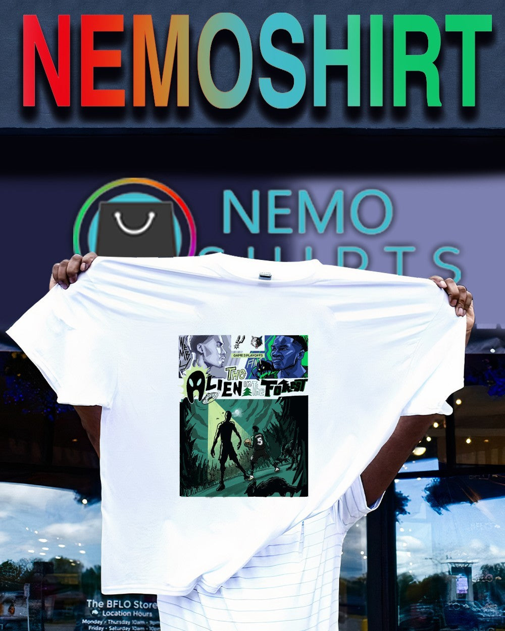 The Alien in the Forest Edwards the Minnesota Timberwolves Wembanyama the San Antonio Spurs shirt