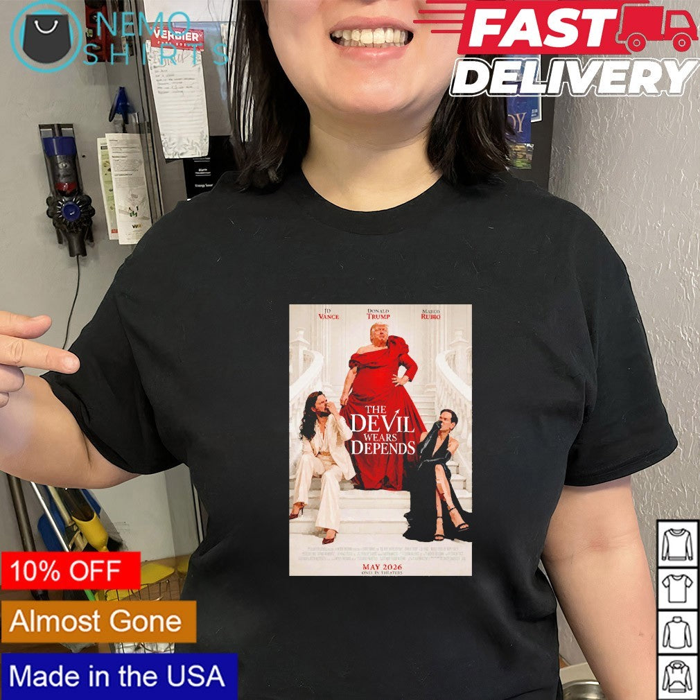 The Devil Wears Depends Donald Trump x J.D. Vance x Marco Rubio parody shirt