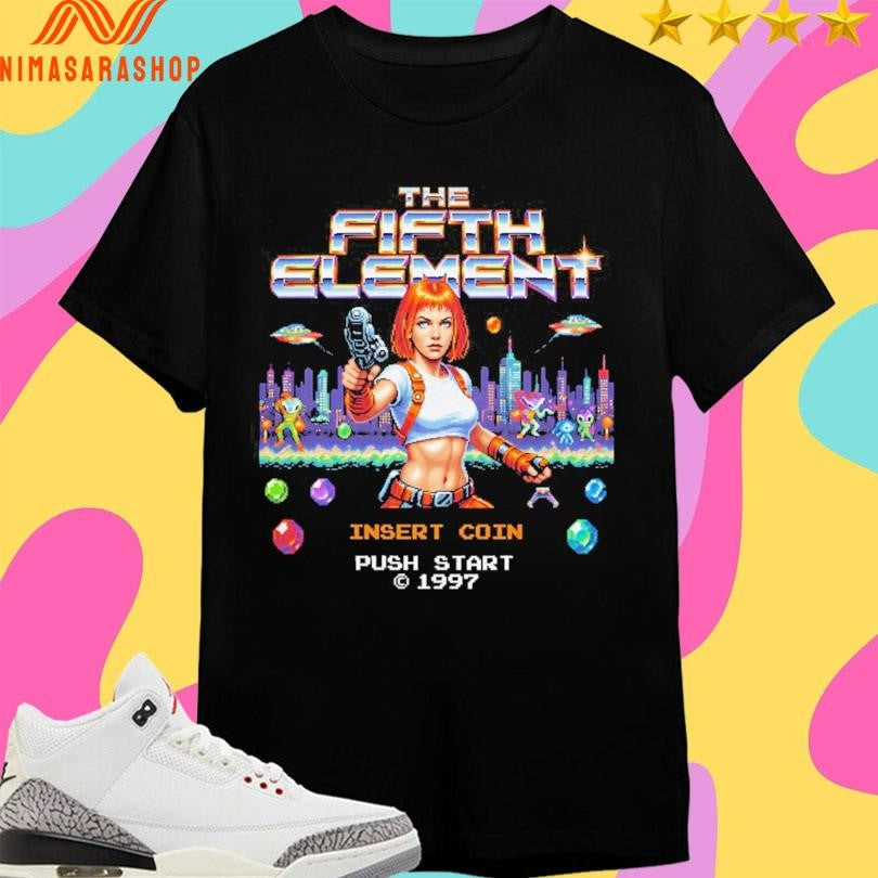 The Fifth Element Insert Coin Push Start 1997 8-bit Shirts