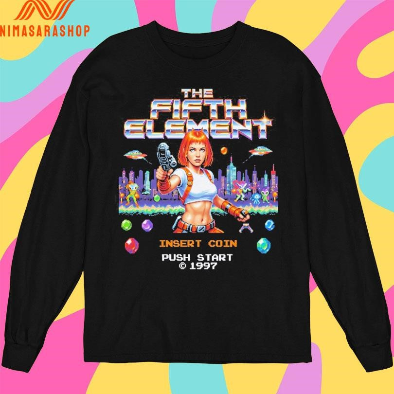 The Fifth Element Insert Coin Push Start 1997 8-bit Shirts