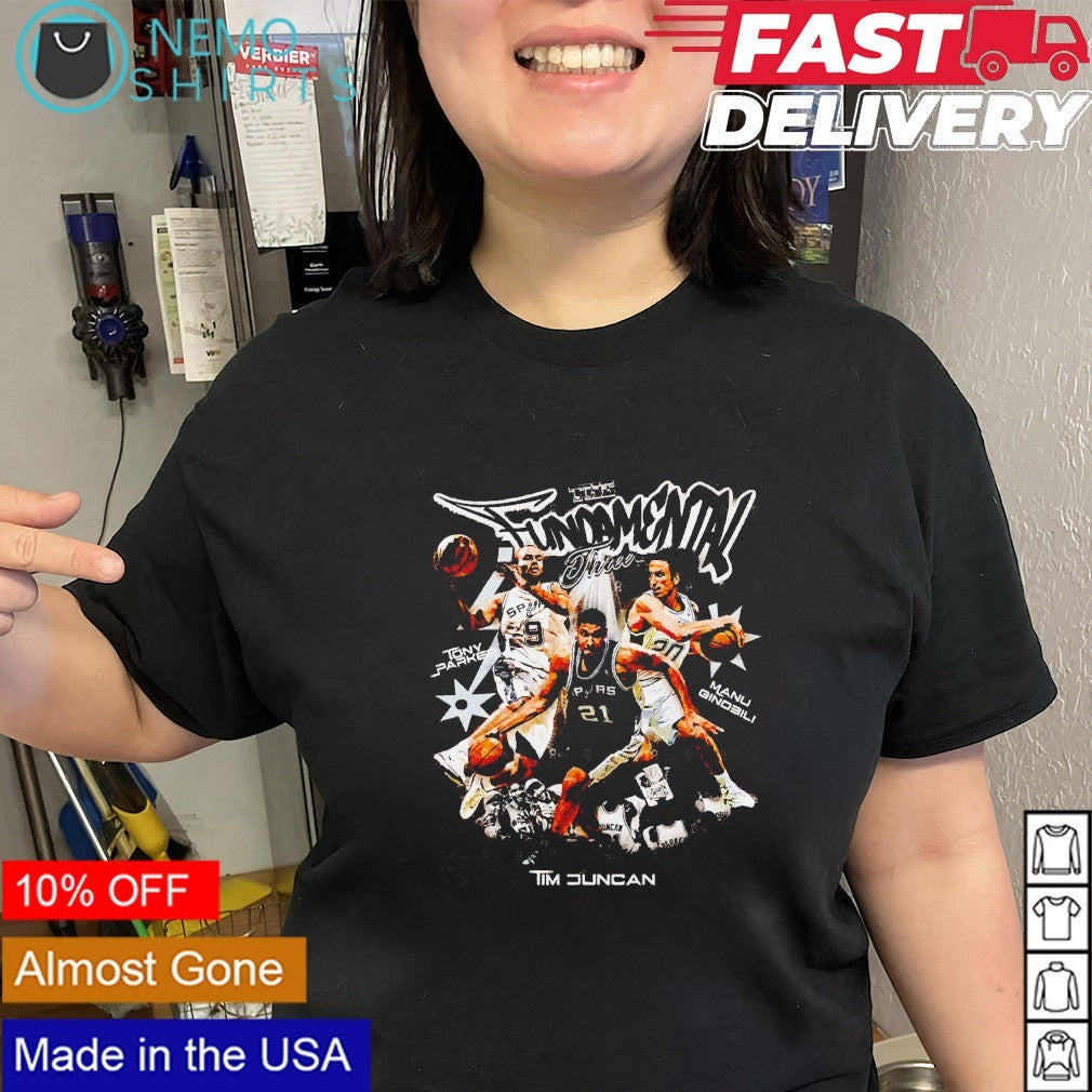 The fundamental three Spurs Tony Manu Tim graphic shirt